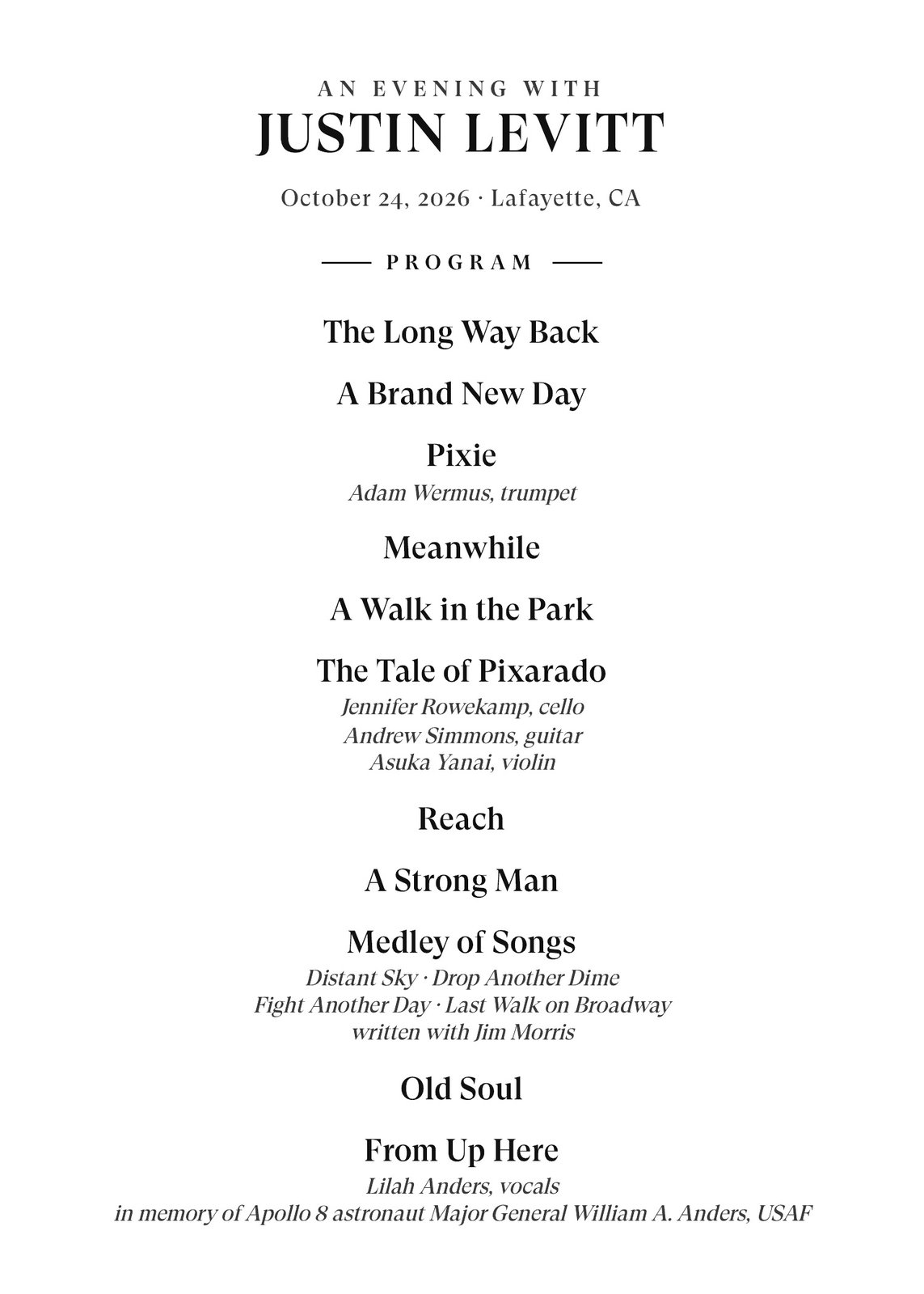 The evening&rsquo;s program, front